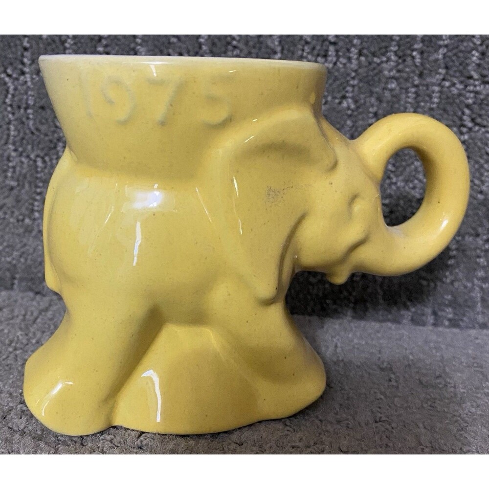 Frankoma Elephant Political 1975 GOP Mug Yellow Vtg